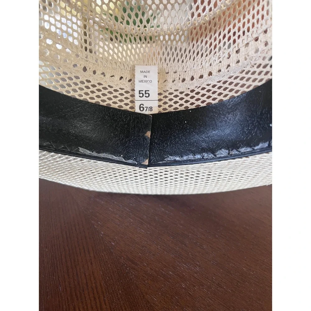 Woven Straw Cowboy Hat Size 55 6 7/8 Ventilated Western Sun Beach Hat Mexico